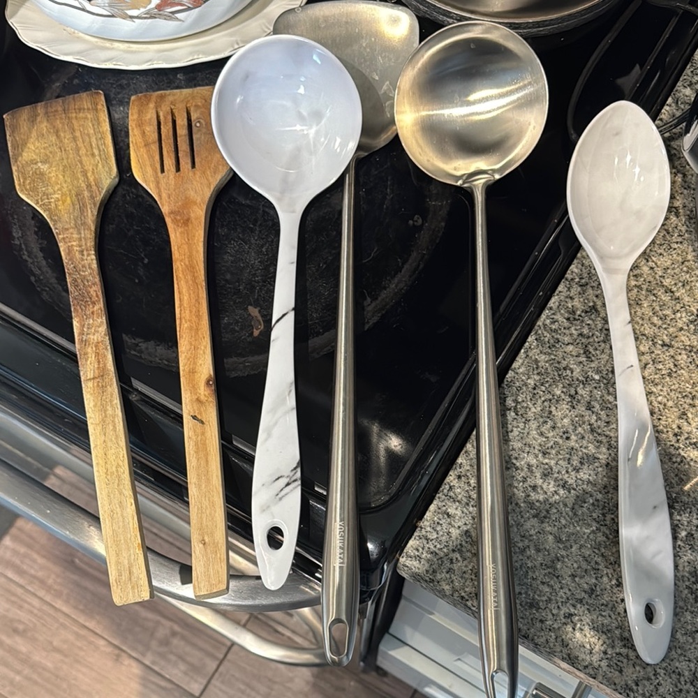 Wooden, Marble and steel Kitchen Utensil Set